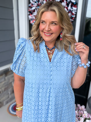 Bluebell Eyelet Lace Midi Dress
