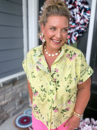 yellow floral blouse