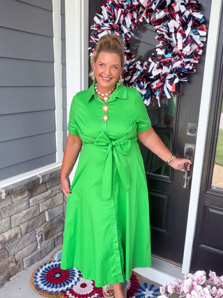green maxi dress