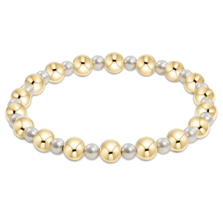 Pearl Grateful Pattern 4MM Bead Bracelet - 6MM Gold