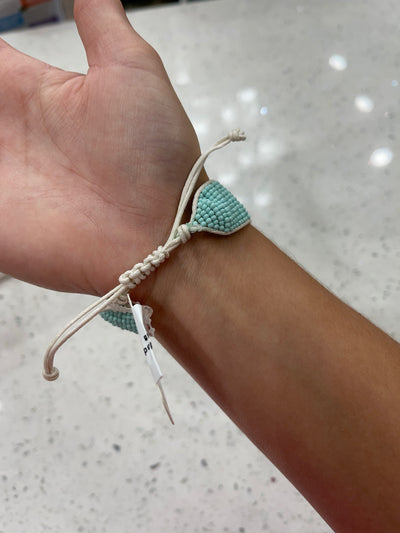 "Love" Beaded Bracelet Aqua
