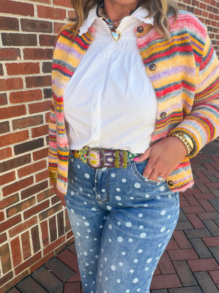 Chic in Spots | High-Rise Polka Dot Wide Leg Jeans