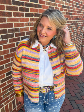 colorful striped cardigan