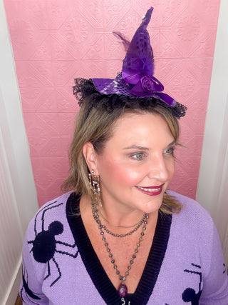 spider knit cardigan, purple and black, black spiders, button down cardigan, soft, halloween