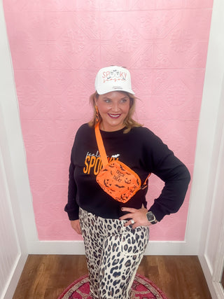 Feeling Spooky Halloween Sweatshirt, black sweatshirt, crew neck. feeling spooky embrodery, soft, oversized, halloween