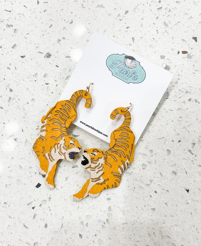 Tiger Wooden Earrings