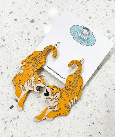 Tiger Wooden Earrings