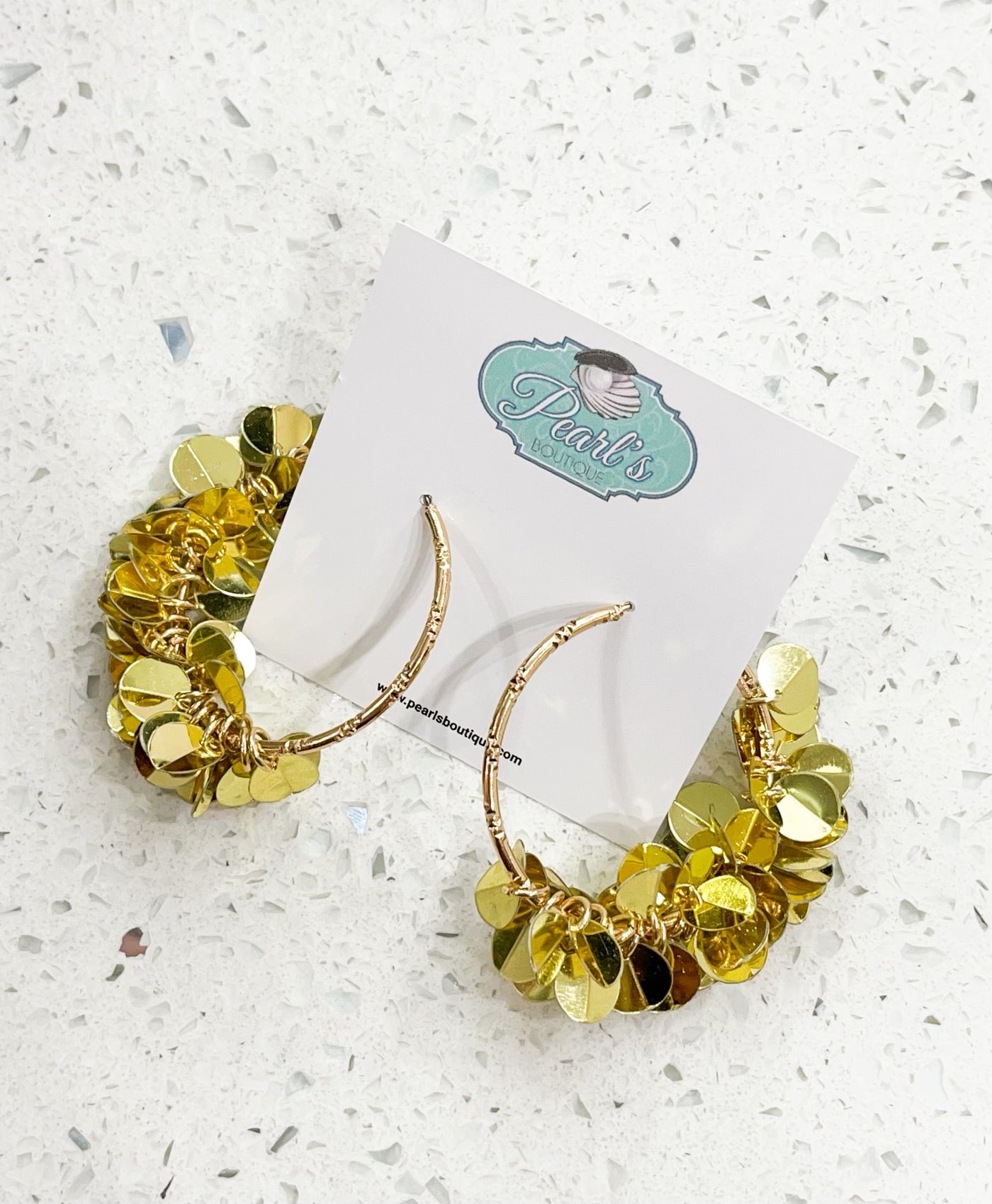 Gold Sequin Dangle Earrings