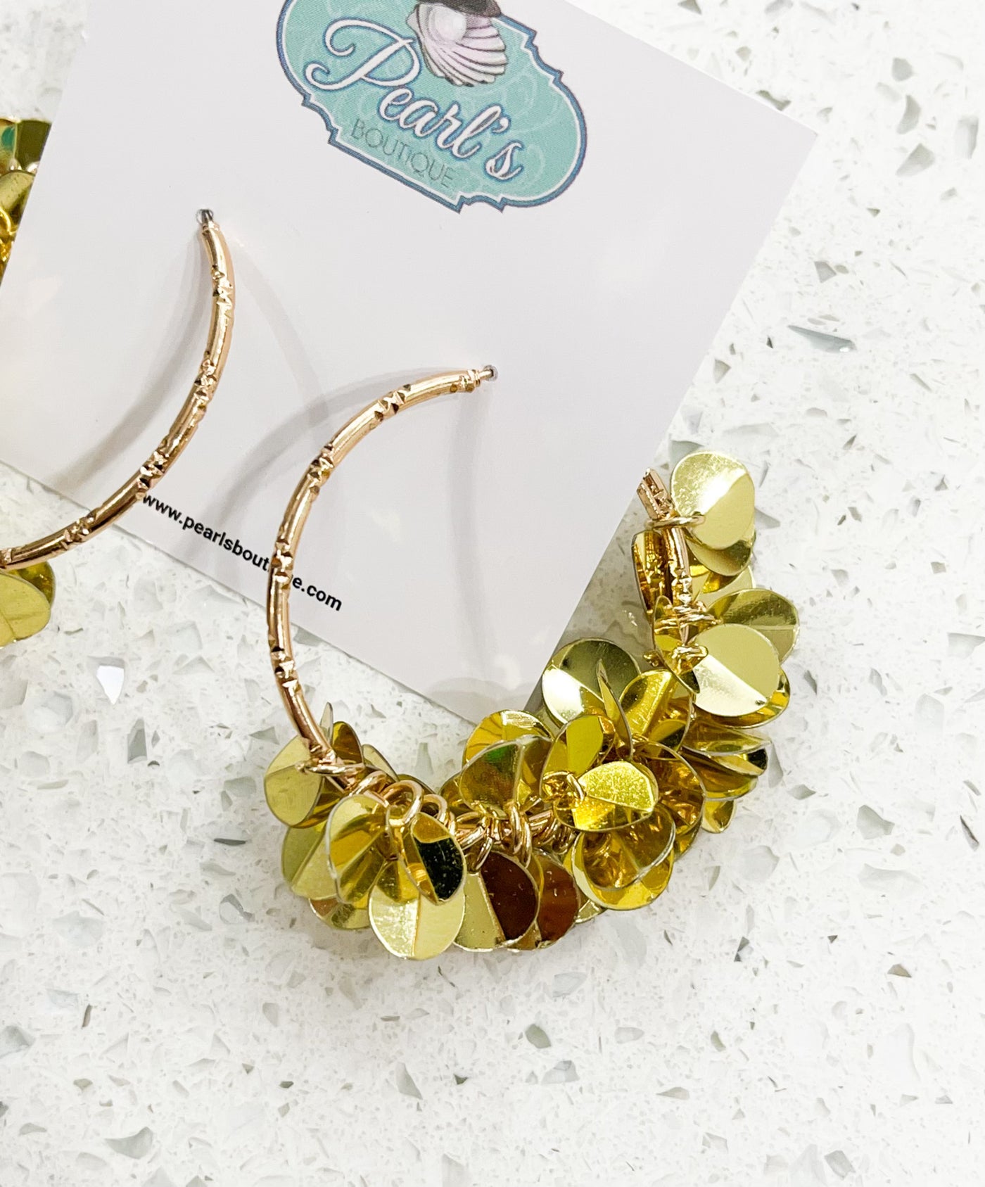 Gold Sequin Dangle Earrings