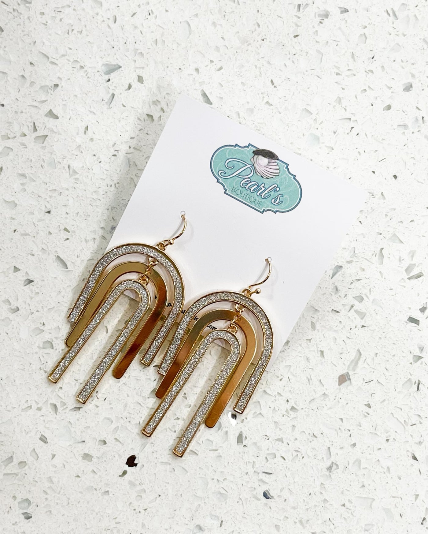 Gold Arch Drop Earrings