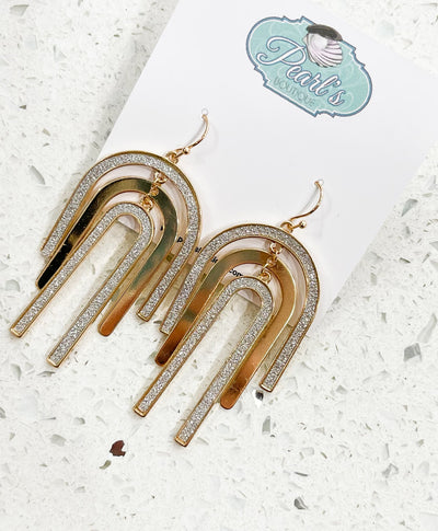 Gold Arch Drop Earrings