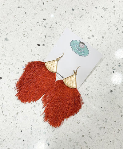 Rust Triangle Tassel Earrings