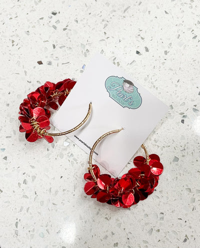 Red Sequin Dangle Earrings