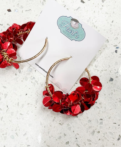 Red Sequin Dangle Earrings
