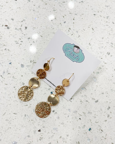 Gold Round Drop Earrings