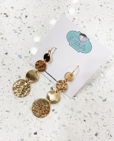 Gold Round Drop Earrings
