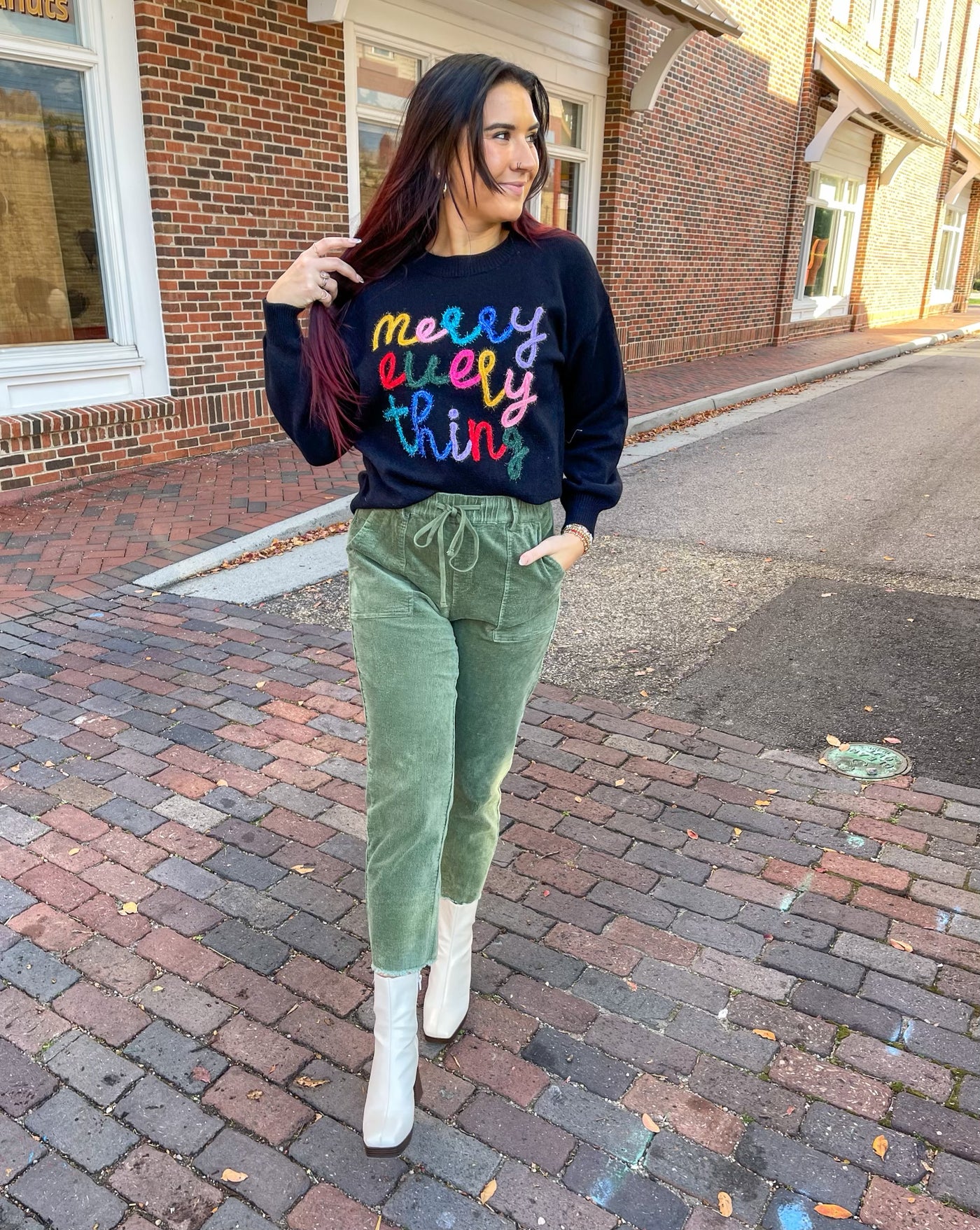 Merry Everything Black Sweater