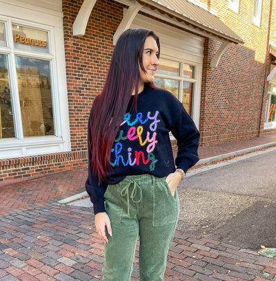 Merry Everything Black Sweater