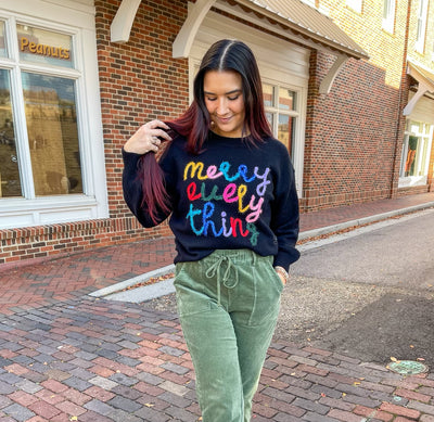 Merry Everything Black Sweater