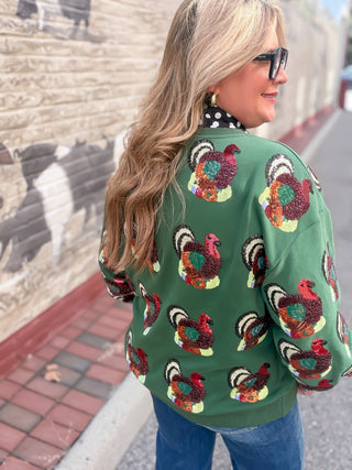Queen Of Sparkles | Dark Green Turkey Sweatshirt