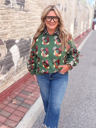 Queen Of Sparkles | Dark Green Turkey Sweatshirt