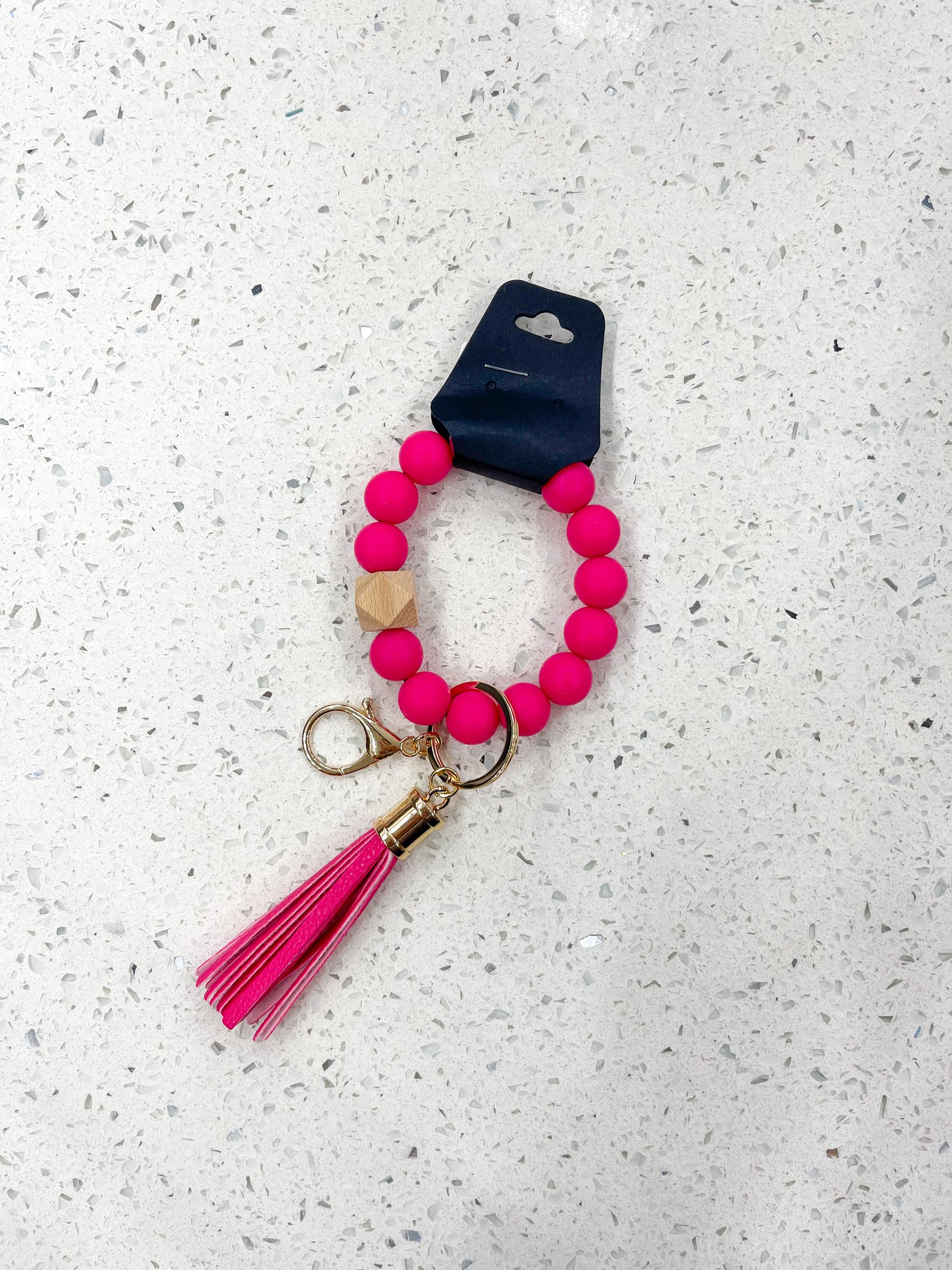 Hot Pink Bead Keychain