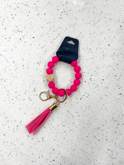 Hot Pink Bead Keychain