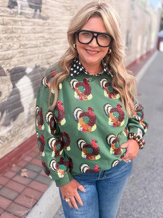 Queen Of Sparkles | Dark Green Turkey Sweatshirt