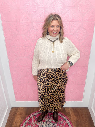 leopard silk pencil skirt