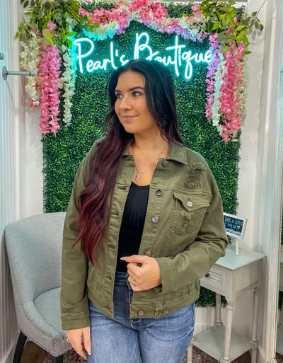 Denim Diva Moss Distressed Jacket