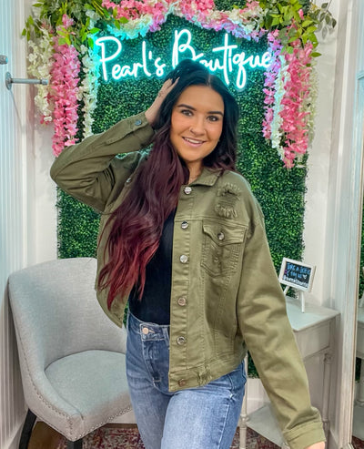 Denim Diva Moss Distressed Jacket