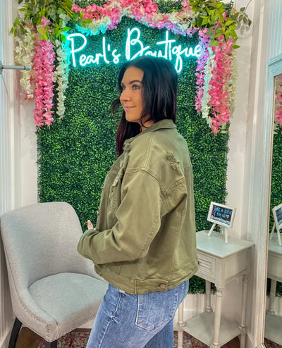 Denim Diva Moss Distressed Jacket