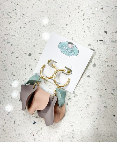 Sage Petal Hoop Earrings