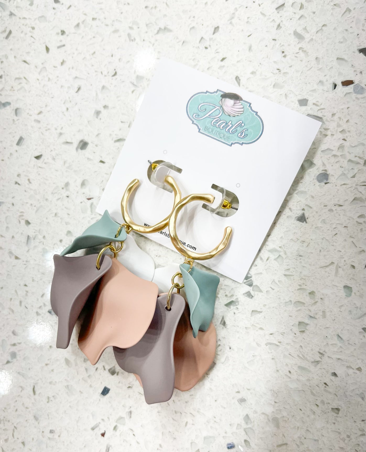 Sage Petal Hoop Earrings