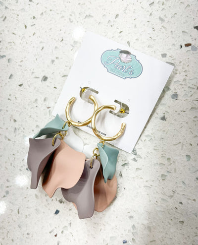 Sage Petal Hoop Earrings