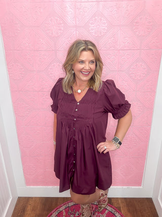 wine colored mini dress