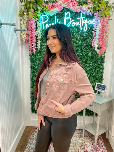 Denim Diva Mauve Distressed Jacket