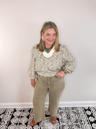 olive cropped pants