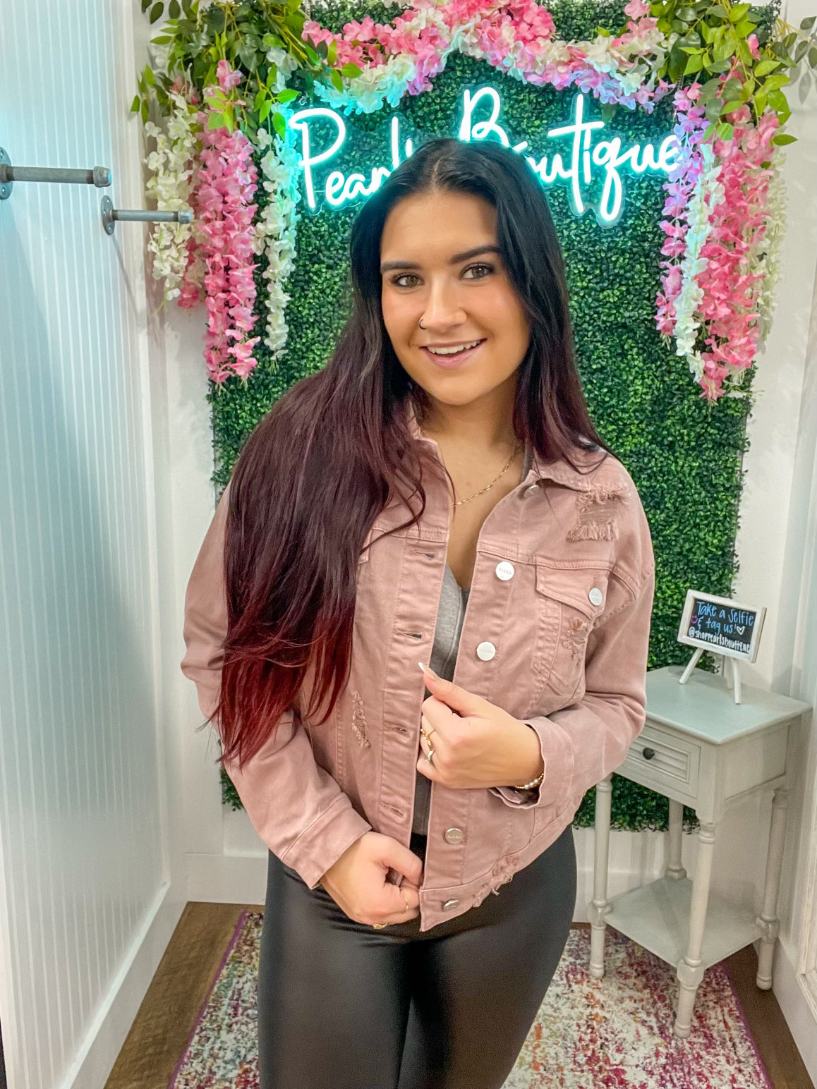 Denim Diva Mauve Distressed Jacket