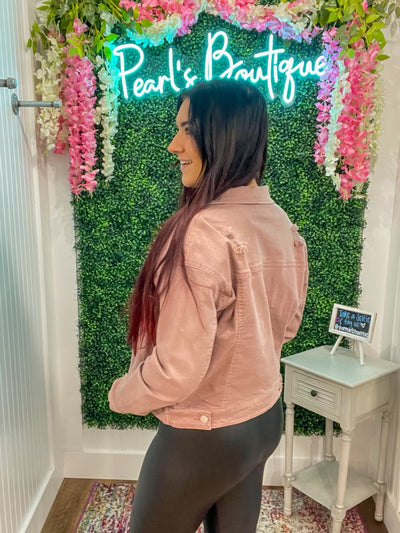 Denim Diva Mauve Distressed Jacket
