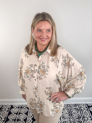cream floral blouse