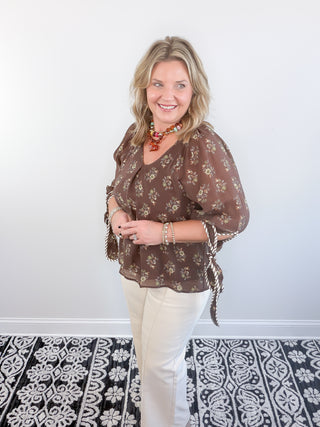 Whispers in Brown Blouse
