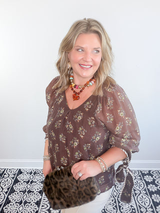 Whispers in Brown Blouse