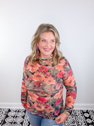 floral mesh top