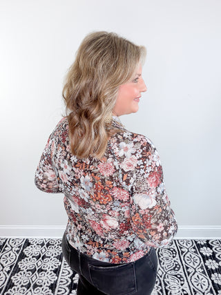 Floral Edge Mesh Blouse