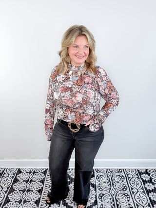 Floral Edge Mesh Blouse