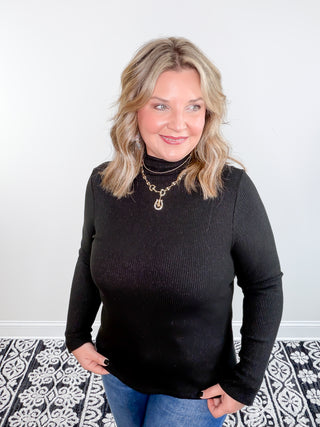 black turtleneck sweater