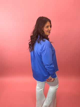 Basic Blue Button Down Blouse