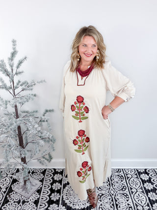 The Embroidered Elegance Maxi Dress