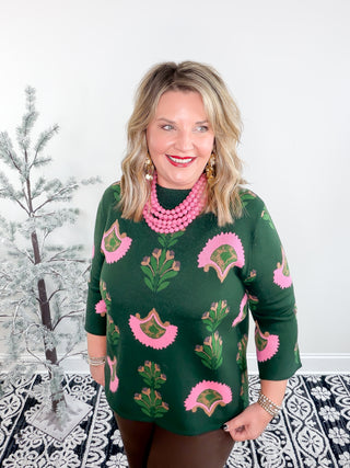 green floral sweater